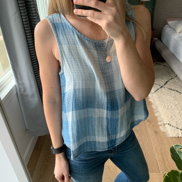 Cloth&Stone Anthropologie plaid crop top - Picture 2 of 6